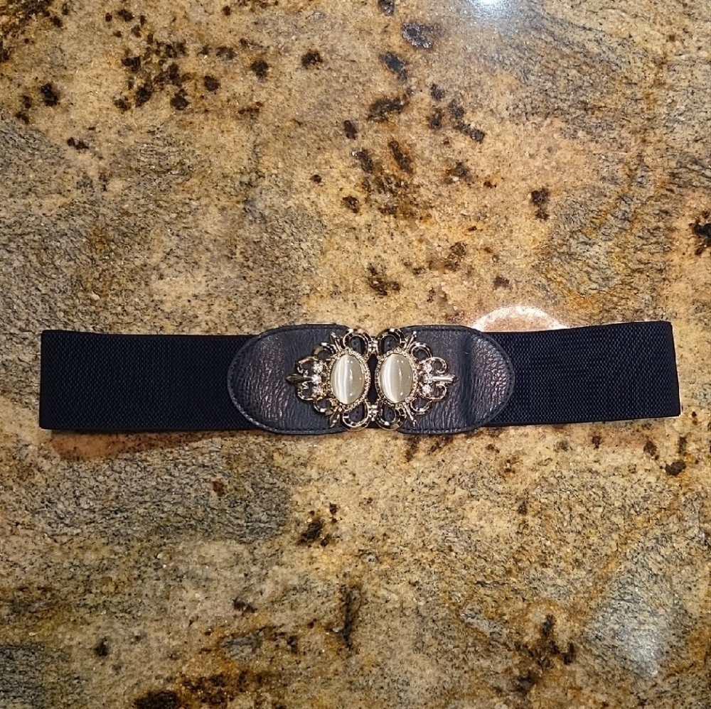 Elegant Black Belt with Gold Accents